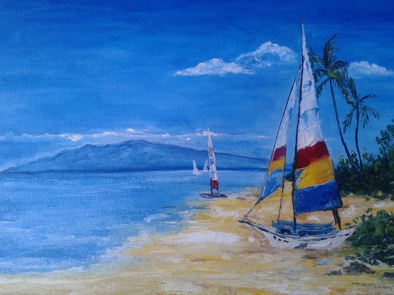 Как нарисовать яхту на море